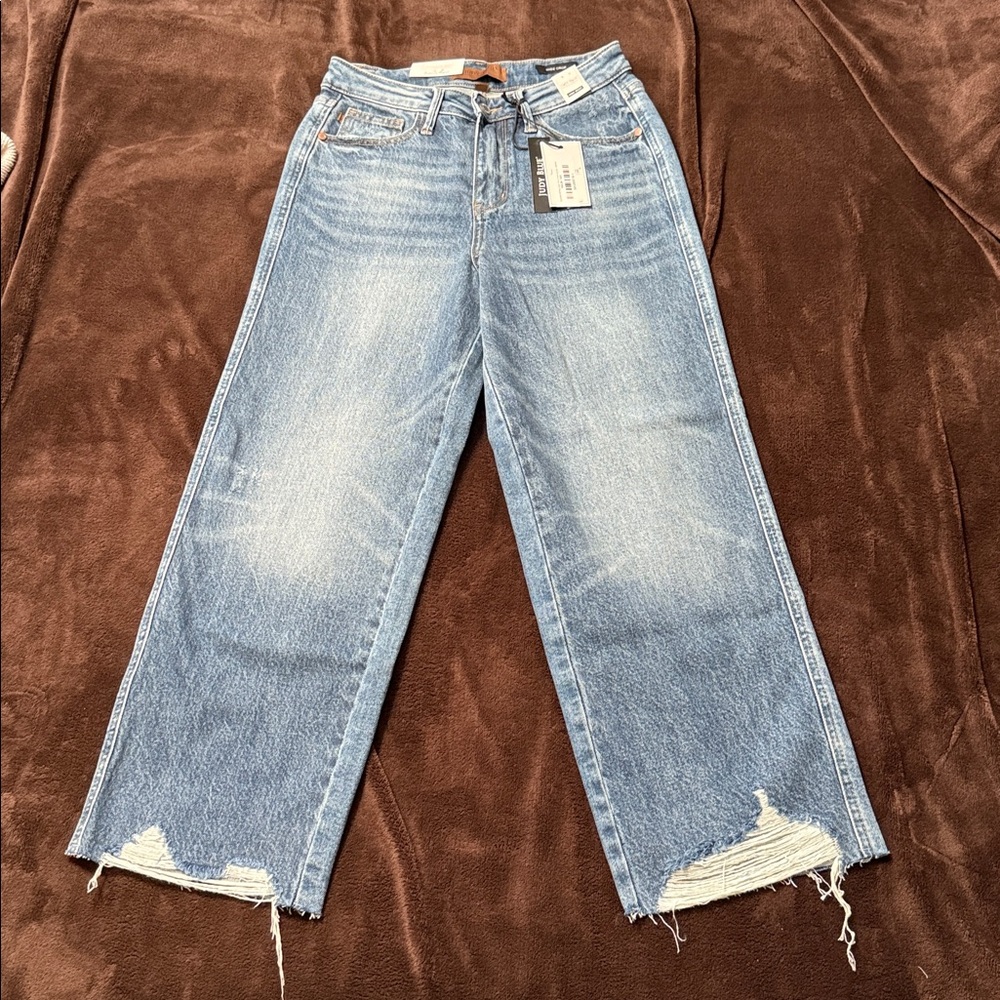 Judy Blue Light Blue Wide Leg Cropped RIGID MAGIC Jeans